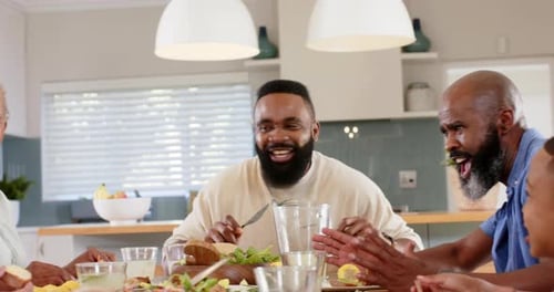 Family Mealtime Conversation and Laughter at Home