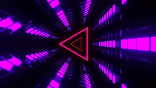 Multiciolors Strobe Light In Triangular Futuristic Tunnel Background Vj Loop In 4K