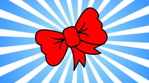 Animated Red Bow on Looping Radial Background