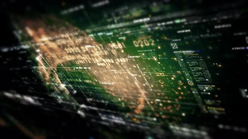 Futuristic Data Matrix Simulation HUD Screen 07