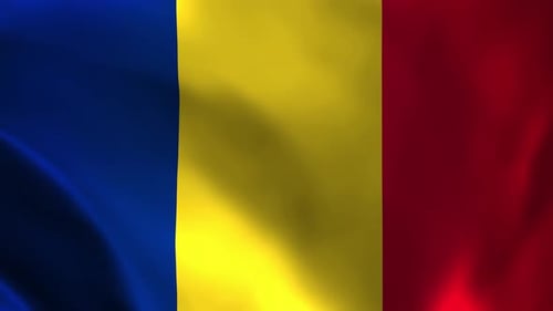 Realistic Waving Flag of Romania Background Animation