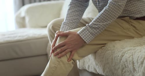 Senior European Man Suffers From Painful Severe Knee Joint Pain Could Not Walk Illness Cramps
