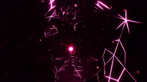 Glowing Abstract Tunnel Loop with Geometric Neon Lines