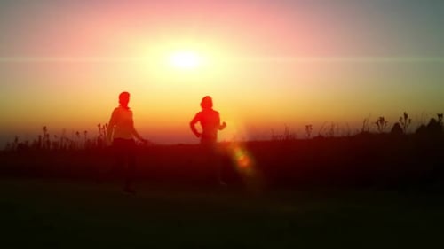 Woman Walking Up For Running At In An African Sunrise