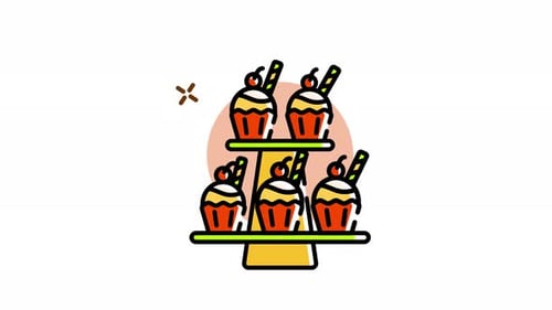 Sweet Animated Cupcakes on Tiered Stand Icon