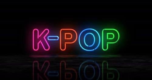 K-Pop Korea music symbol glowing neon 3d lights