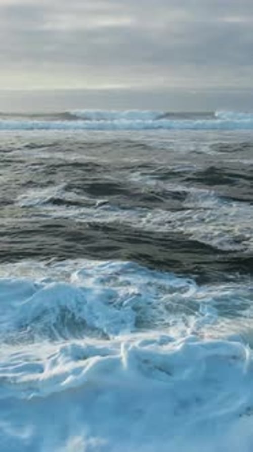 Vertical Video of Sea and Waves at Storm Day