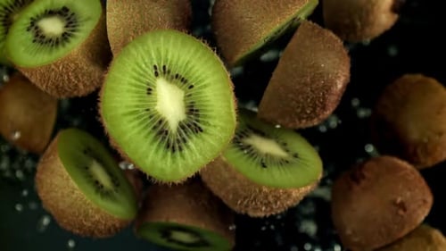 Close Up of Sliced Kiwi Fruit with Water