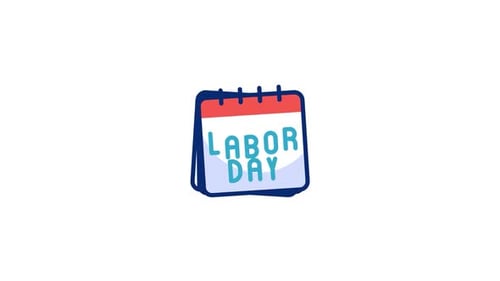 Animated Labor Day Calendar Icon with Text