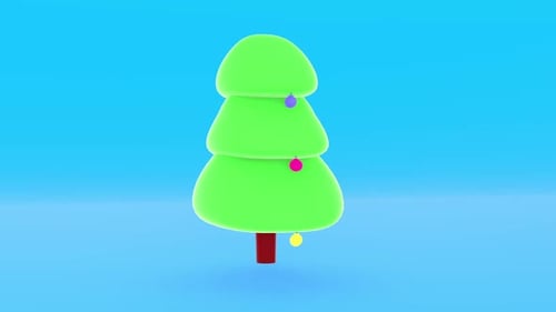 Cute Bouncing Christmas Tree with Ornaments Animation