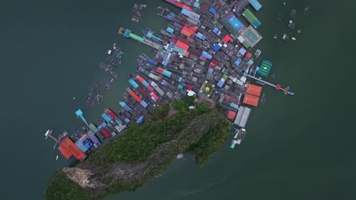 Koh Panyi schwimmende Häuser vom Himmel aus gesehen, Thailand