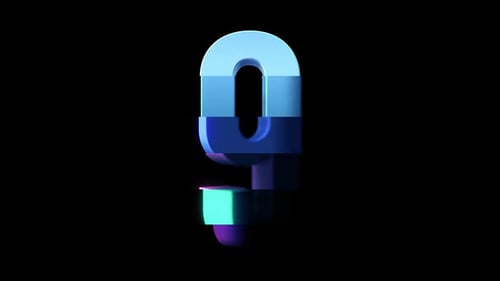 Modern Glitch Digital 3D Number Nine Reveal