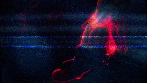 Abstract Glitch Digital Noise with Glowing Lines Overlay