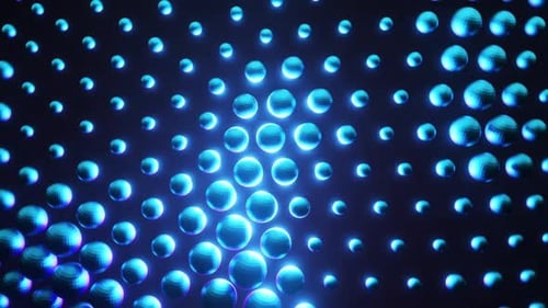 Futuristic Digital Grid Animation with Pulsating Blue Spheres