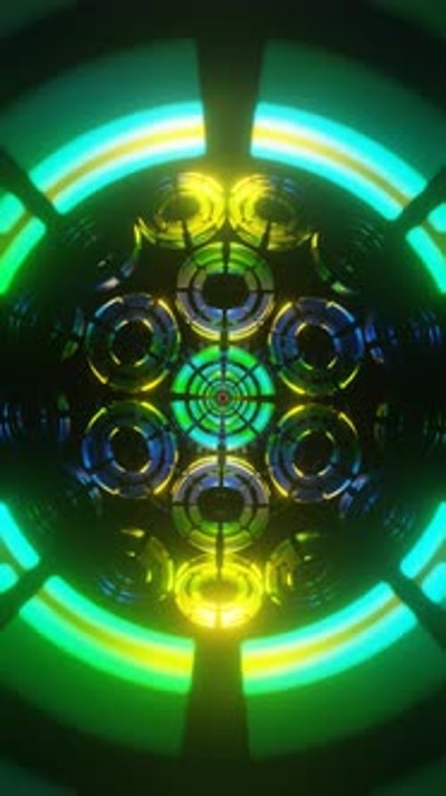 Vertical Video A Dynamic VJ Loop with Vibrant Psychedelic Hues Pulsating in the Backdrop