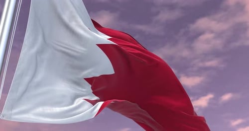 Bahrain Flag Waving with Realistic Fabric Loop