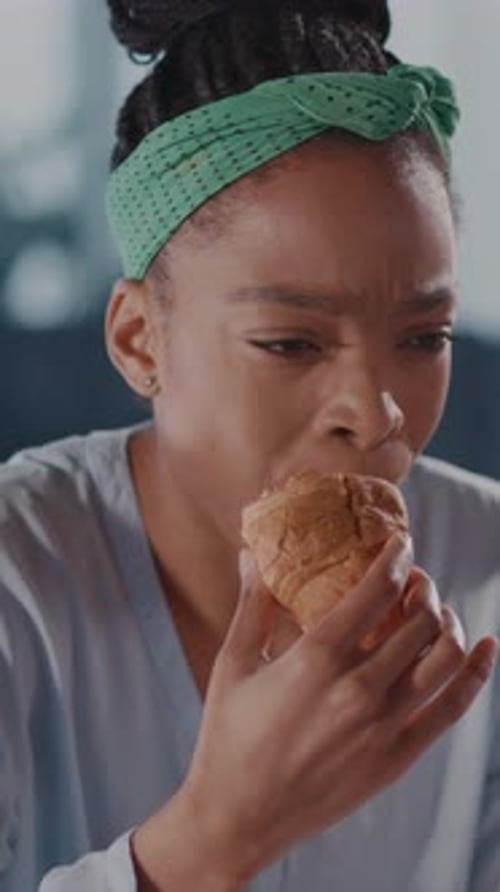 A Woman with a Green Headband Enjoys Her Day Reflecting and Savoring