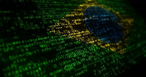 Brazil flag waving with security code