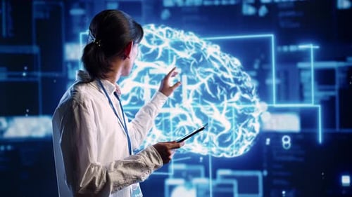 Arbeiter macht KI-Simulation des menschlichen Gehirns