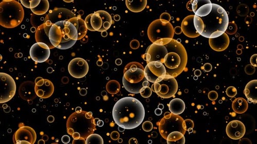 Schwebende goldene Blasen, farbenfrohe Fantasy-Hintergrund-Loop-Animation