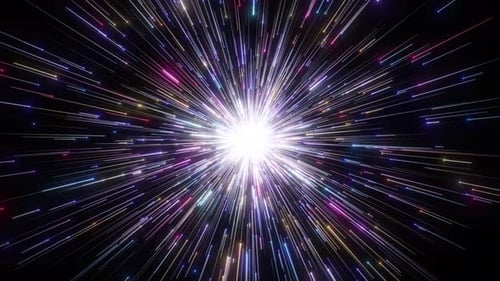 Hyperspace Jump In Space with Bright Light Effects. Flying Through Hyperspace And Wormhole