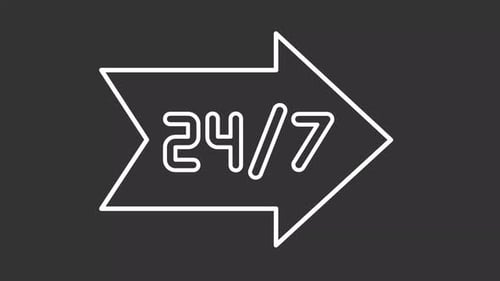 24 by 7 sign white line animation