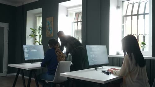 Woman Student Learning on Data Scientist Course in University Multiethnic People in Class
