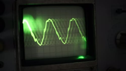 Vintage Oscilloscope Green Waveforms