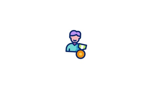 Animated Flat Icon of a Person Receiving an Award Medal