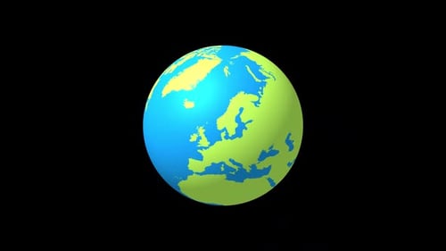 Animated Geometric Planet Earth Rotating Loop