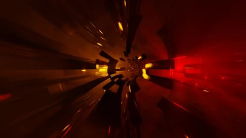 Spektakulärer schöner Sci-Fi-Infinity-Tunnel-Hintergrund in Orange und Rot Vj Loop I 4K