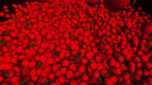 Falling Red Strawberries Filling the Screen Animation