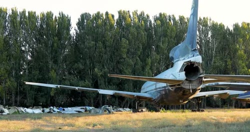 Disassembled planes in the aircraft graveyard