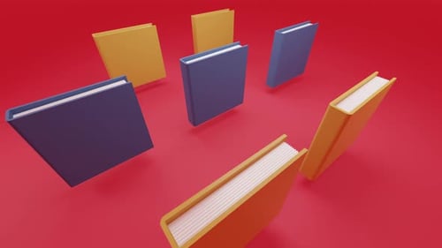 Minimalist 3D Animated Books Floating Loop Background