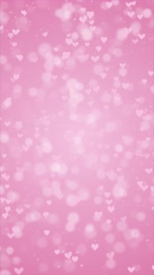 Abstract Pink Heart Bokeh Background with Floating Particles Dreamy Romantic Loop V2