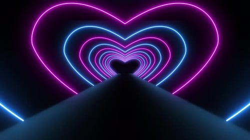 Neon Heart VJ light heart love valentine wedding neon tunnel party event particles background loop