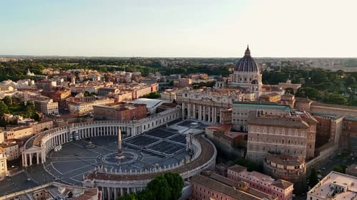 Aerial Shot of the Dwarf Vatican City State in Rome Italy