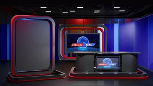 3D Virtual News Studio Background Loop