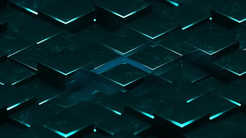 Cyan Abstract Glossed Textured Cubes Background VJ Loop in 4K