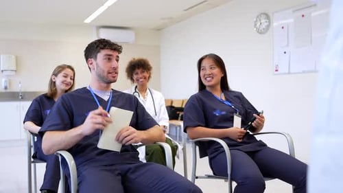 Medical Students Actively Participating in a Hospital Lecture