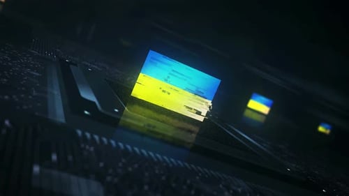 Ukraine flag on computer cpu