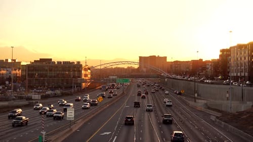 Rush hour traffic on I-25 in Denver, Colorado