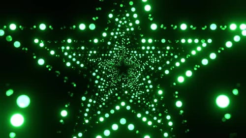 Green Shimmering Star Shaped Holiday Glitter Background Vj Loop In 4K
