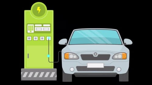 Charging Station For Electric Car On Alpha Channel