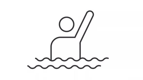 Animated Line Icon: Person in Water with Wavy Movement