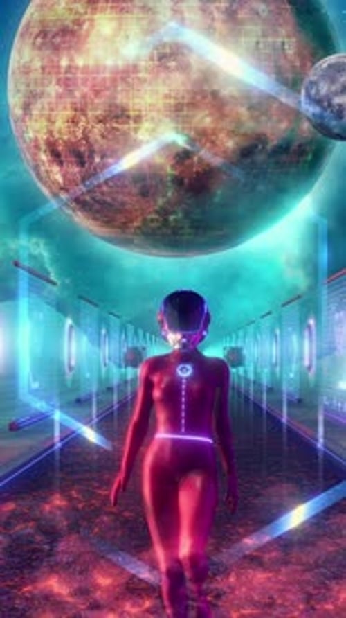 Planetary Neon Matrix Abstract Vertical Scene Vj Loop