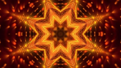 Abstract Golden Star Kaleidoscope Loop Background Animation
