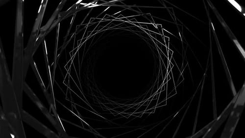 Abstract Geometric Tunnel Loop with Rotating Squares