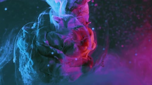 Colorful Smoke Background - Blow Up Of Blue And Purple Smoke-like Nebula Cosmic. - close up