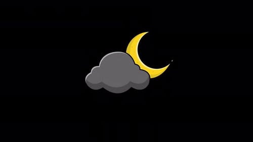 Crescent Moon with Dark Cloud Animation Video - Transparent